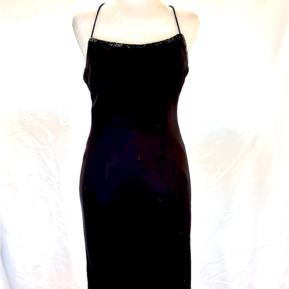 Cache Black Beaded Cowl Slip Dress – Size 4
